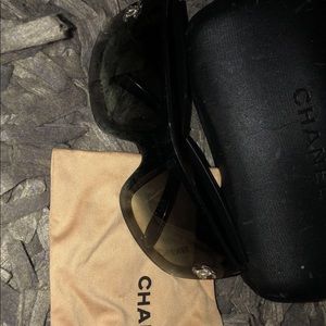 Black Chanel Sunglasses great coverage dark lens
